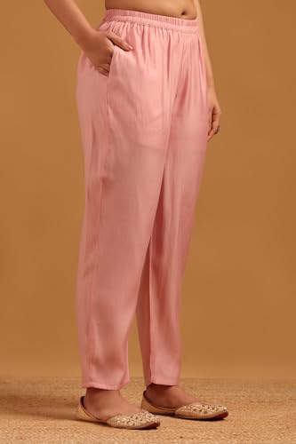 Soch Womens Pink Roman Silk Floral Salwar Suit With Stone Work