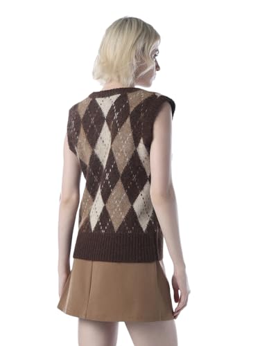 ONLY Women's Colourblocked Regular Fit Brown Sweater