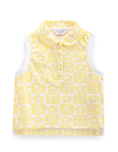 U.S. POLO ASSN. Kids Kids Regular fit Girls Cotton Printed Sleeveless Polo T-Shirts (UGTSH0358_Yellow_3-4Y)