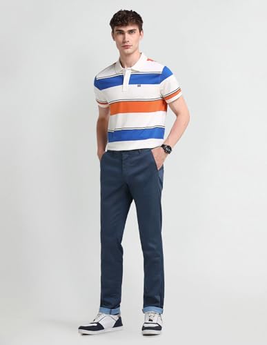 Arrow Sports Men's Striped Regular Fit Polo Shirt (ASAEOTS5297_Multi