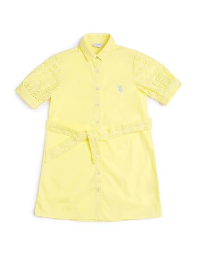 U.S. POLO ASSN. Girl's Cotton A-Line Mini Dress (UGSS25DRS248 Yellow