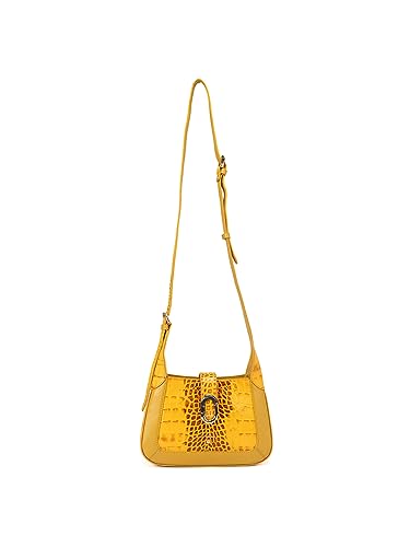 Da Milano Genuine Leather Yellow Sling Bag (00993) (Small)