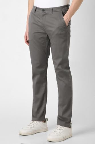Men Grey Textured Super Slim Fit Casual Trousers