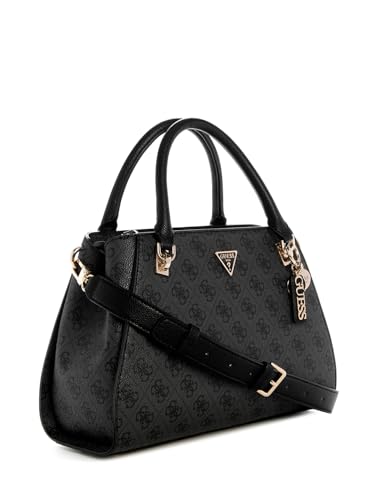 Guess Charcoal Grey Printed Noelle Polyurethane Luxury Satchel Bag