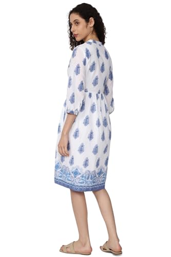 Van Heusen Women's Cotton A-Line Knee-Length Dress (VWDRNRGFQ34357_White
