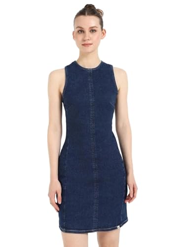 Cotton Round Neck Denim Dress