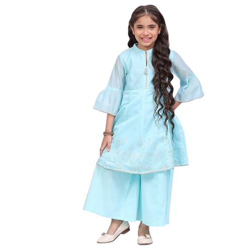 Biba Girls Polyester Kalidar Printed Suit Set(KW5020E_5_Blue)