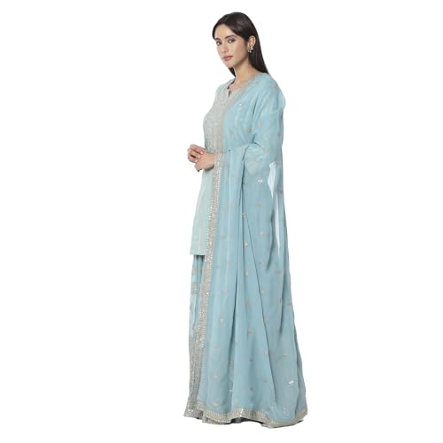 BIBA Women's Polyester Kurta Set (SKDMEWAR10858SS25POWBLU_Powder Blue