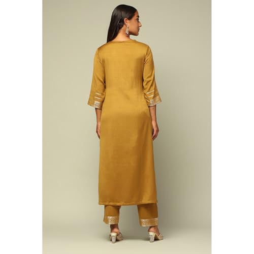 Rangriti Women's Acrylic Kurta Set (WNTRWR19626AW24MUSTYEL_Mustard
