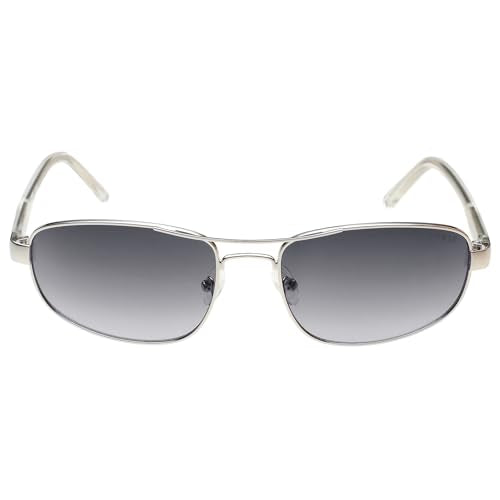 GUESS|Silver Full Frame Rectangular Sunglasses|100% UV Protected (Uv 400) Grey Gradient Faded Lens|Men's|Large|GF5103 10W 60 S
