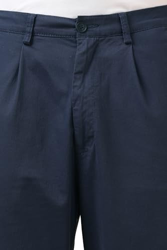 Men Navy Solid Casual Trousers