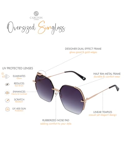 Carlton London Premium Rose Gold with Brown Toned & UV Protected Lens Oversized Sunglass for women - SaumyasStore