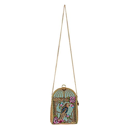 Mary Frances Pretty Parrot Beaded Handbag – Bird Embellished Crossbody Evening Shoulder Bag for Travel, Weddings, Parties – Multicolor