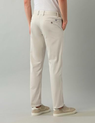 Arrow Men's Printed Slim Fit Acrylic Casual Trouser Beige