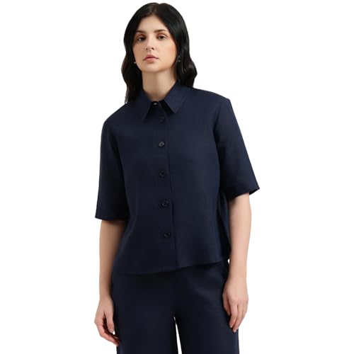United Colors of Benetton Regular Fit Spread Collar Solid Shirt (Size : L) - 26P5BML5QB75G016 Blue