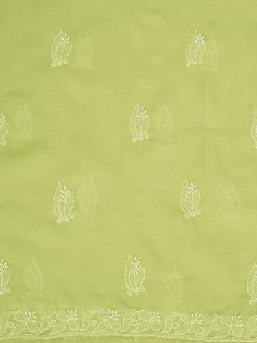 Ada Hand Embroidered Lucknowi Chikankari Unstitched Cotton Dress Material Suit Piece with Dupatta for Women 01A869268 Lime Green