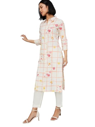 Max Women's Cotton Blend Kurta Set (CTKST54030_Off White