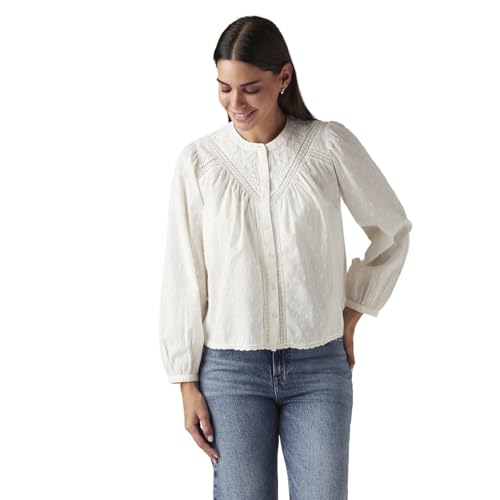 Levi's Women's Embroidered Off-White Band Neck Top