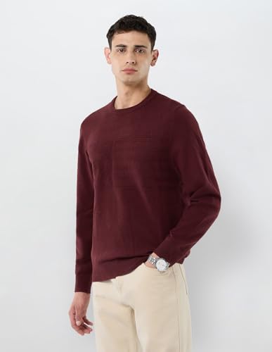 U.S.Polo Association Men's Graphic Patterned Knit Regular Fit Sweater (USSWE2437_Maroon_XL)