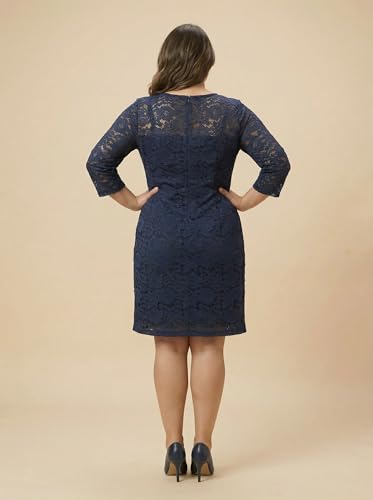The Pink Moon Women's Plus Navy Lace Dress (AIMD012B 5XL)