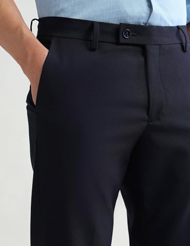 Arrow Men's Dobby Regular Fit Trousers (ARAKTR2039_Navy_38)