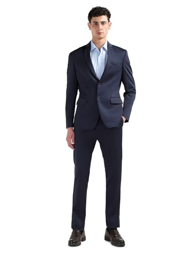 Arrow Men's Zero Calorie Slim Fit Textured Suit (ARAISU5604_Navy_38)
