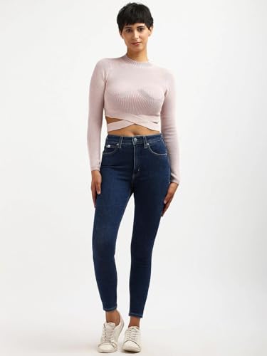 Calvin Klein Jeans Women's Modal Mock Neck Sweater (J222945TF6_Sepia Rose