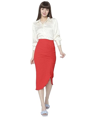 Vero Moda Polyester Blend Western Skirt Orange