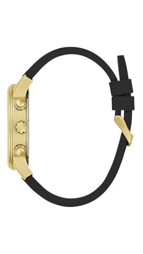 GUESS Men's Silicone Analog Green Dial Black Band Watch-Gw0708G2