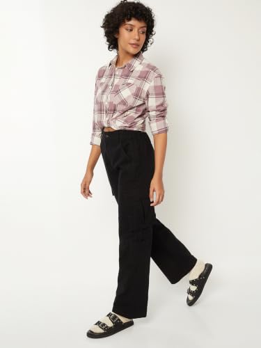 Max Women Solid Cargo Jeans (Black_XL)