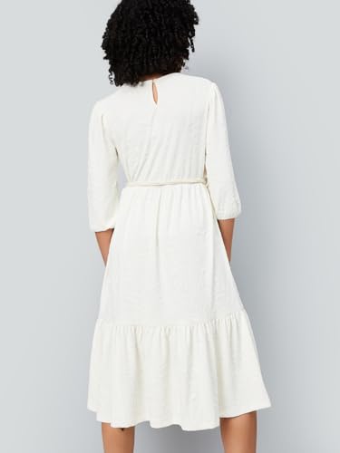 Max Women's Cotton Blend A-Line Below The Knee Dress (BOH18_Ecru