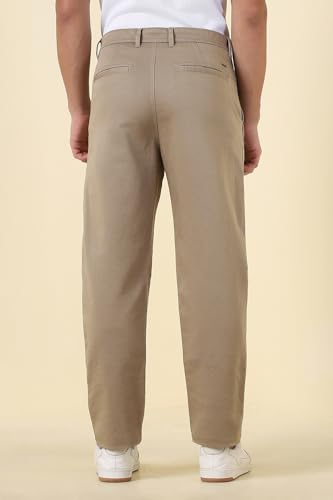 Men Brown Solid Casual Trousers