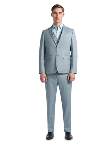 Arrow Men's Polyester Single Breasted Business Suit Pants Set (ARAHSU5543_Grey