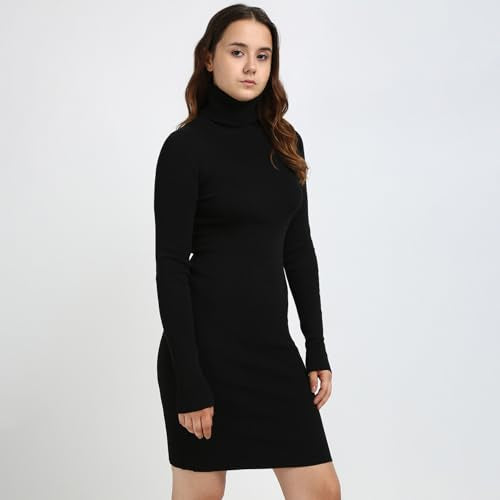 Calvin Klein Jeans Women's Cotton Bodycon Knee-Length Casual Dress (J20J224150BEH_Black