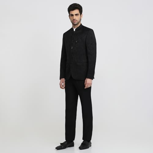 Raymond Black Jacquard Pattern Men Suit