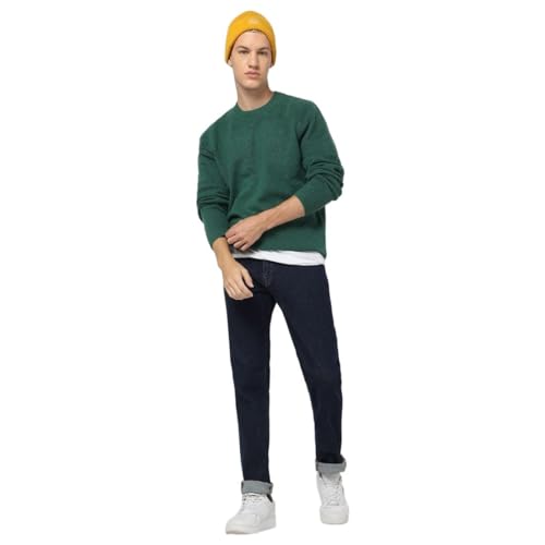 GAP Men Regular Fit Crew-Neck Pullover, Green, S