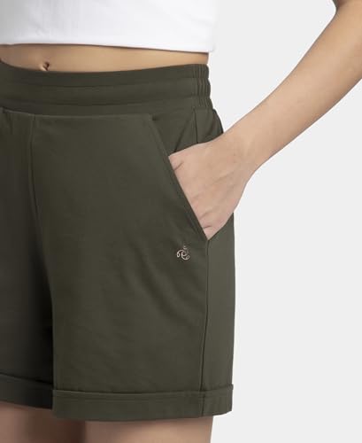 Jockey A157 Womens Super Combed Cotton Rich Straight Fit Shorts with Side Pockets_Deep Depths_L
