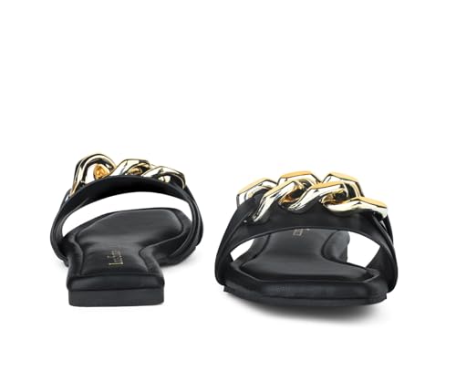 LOUIS STITCH Women’s One strap Flat Sandals | Open Toe Black Comfortable Sandal | LSOF-FI05-SLBSJB | UK-5