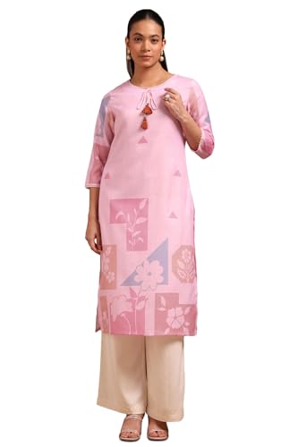 Soch Women's Rayon Floral Regular Kurta (CWS5KU61417_Pink