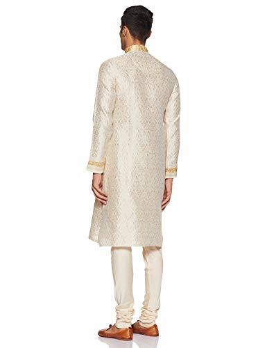 Manyavar Men's Cotton Kurta Pyjama (8903035346049_SDES171-302-S_Cream)