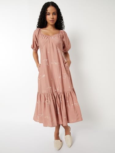 Max Women's Polyester A-Line Below The Knee Dress (SD510003_Blush