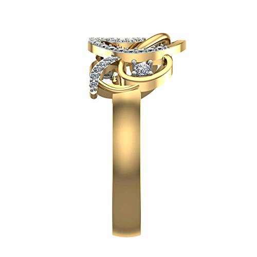 DISHIS 18k(750) BIS Hallmark Yellow Gold Diamond Ring for Women-size-18