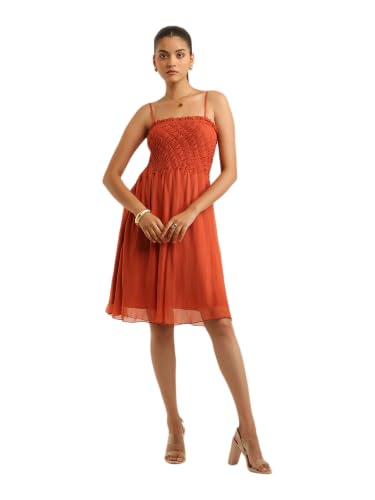 Label RITU KUMAR Rust Eva Offshoulder Dress