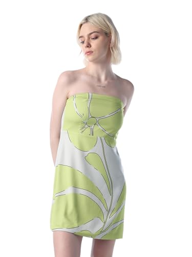 ONLY Women's Abstract Print Fit and Flare Blue Dress