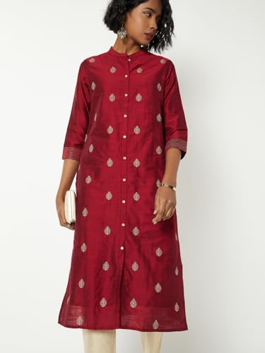 Max Women Embroidered Straight Kurta(Pink_S)
