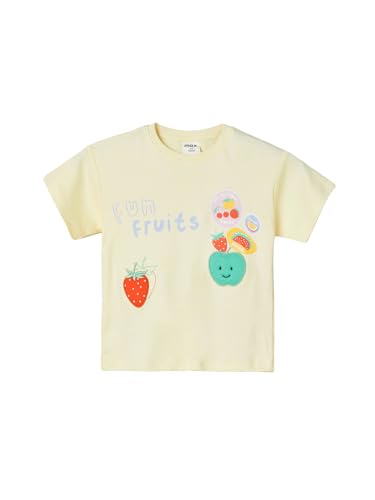 Max Girls Applique Boxy T-Shirt (Yellow_2-3 Y)