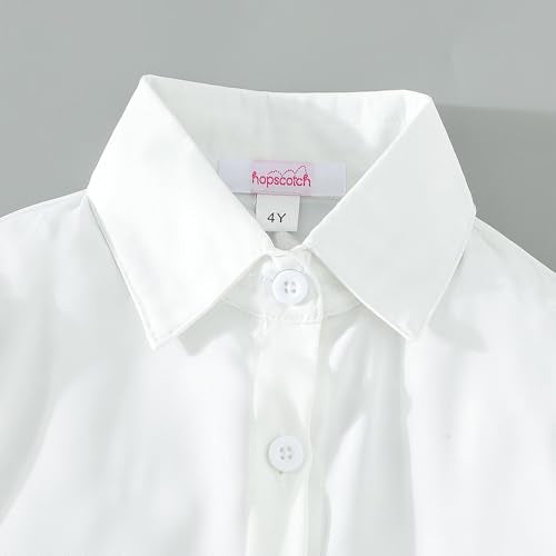 Hopscotch Girls Full Sleeves White 2-Pc Floral Applique Blouse & Skort For Age (5-6 Years)