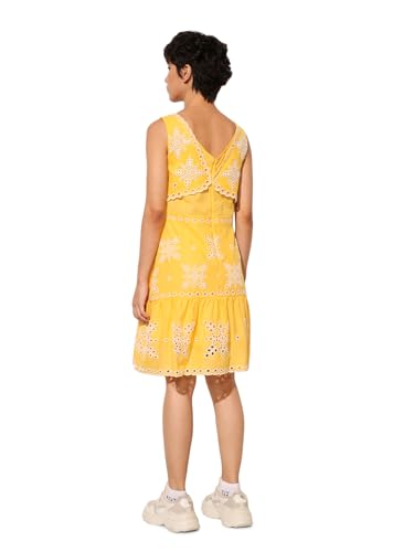 ONLY Women's Fit and Flare Yellow Dress
