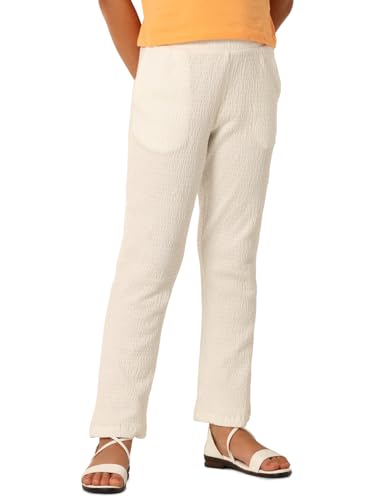 VERO MODA Girls Solid Bootcut Mid Rise White Casual Pants