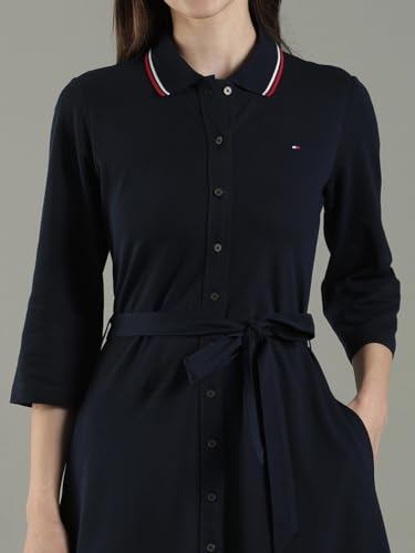 Cotton Polo Collar Shirt Dress